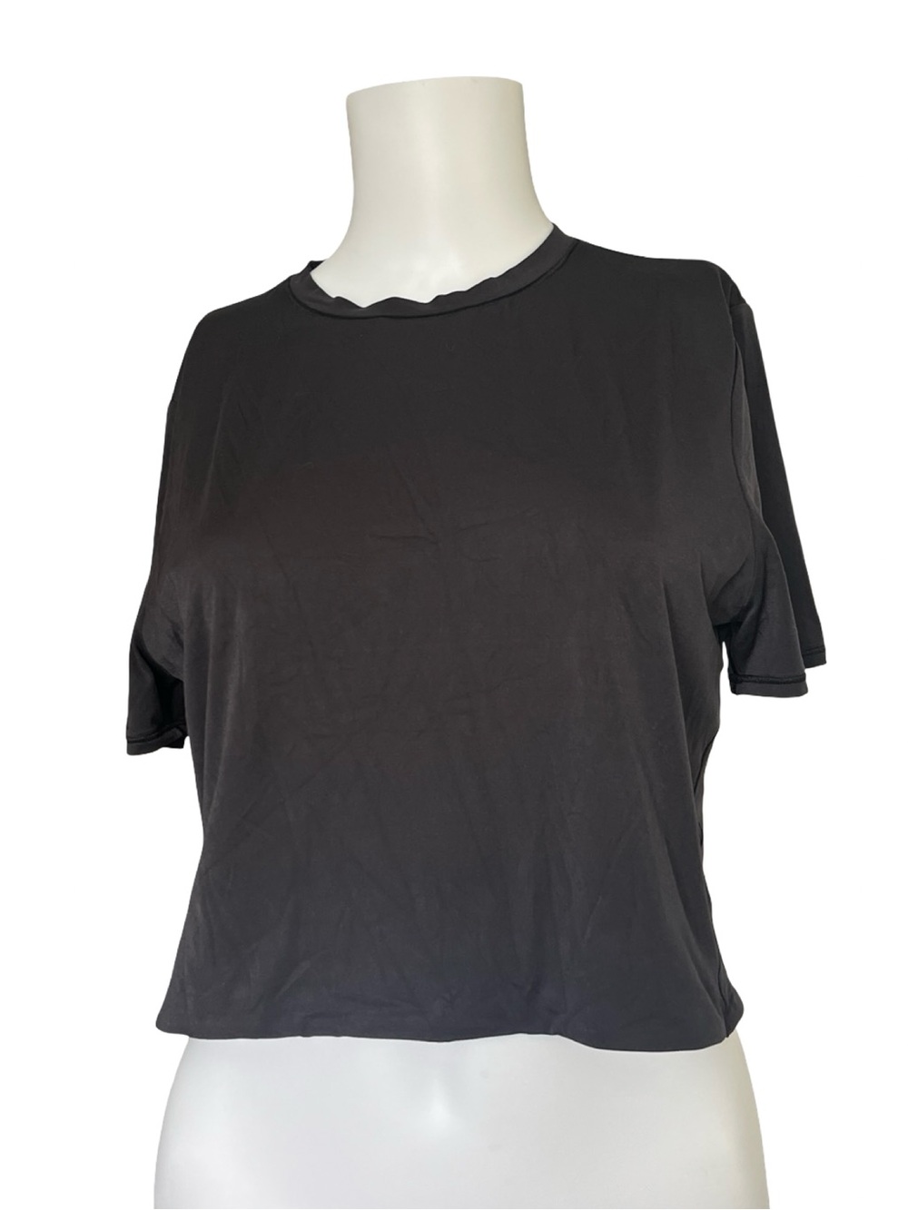 Lululemon Crewneck Cropped T-Shirt Black Short Sleeve Athletic Womens Size XL
